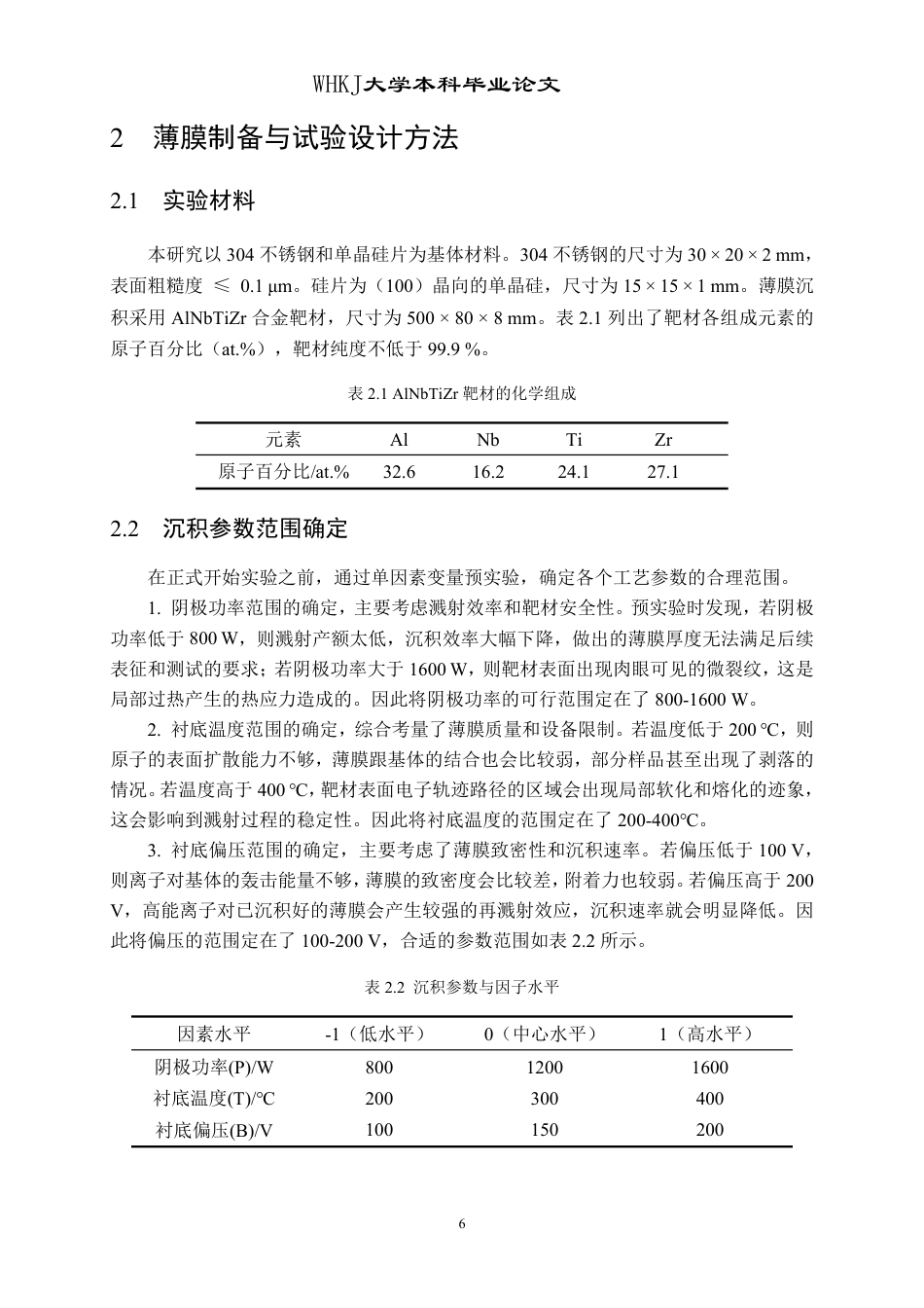 26年WP机械电子工程 基于曲面响应法的AlNbTiZr高熵合金氮化物薄膜的工艺优化与性能6.91-AI18.74-约24342字符-全日制.pdf_第10页