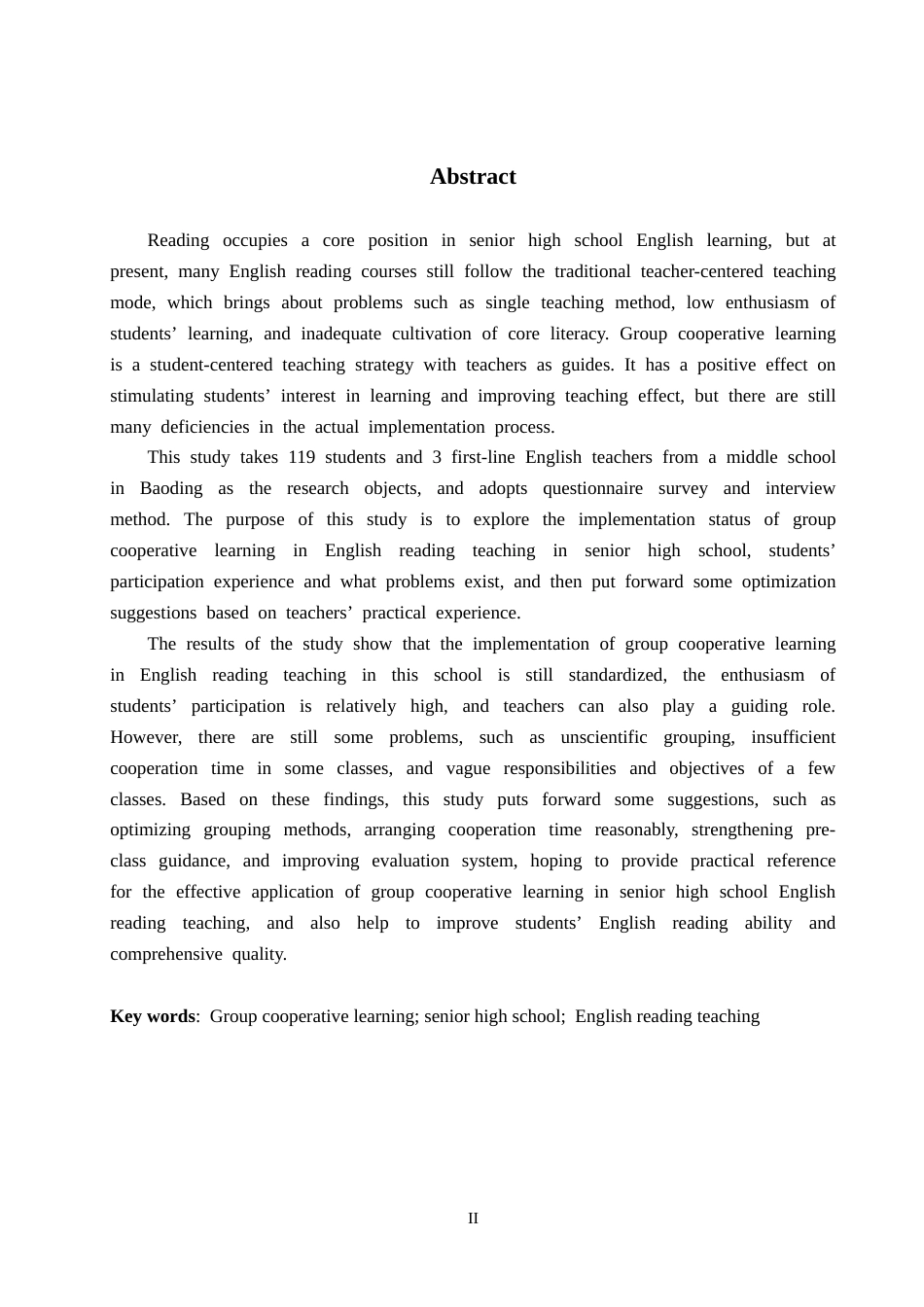 26年WP英语 小组合作学习在高中英语阅读教学中的应用调查研究——以保定市某中学为例A Study on the Application of Group Cooperative Learning to English  e5.24-AI10.76(12503字).doc_第2页
