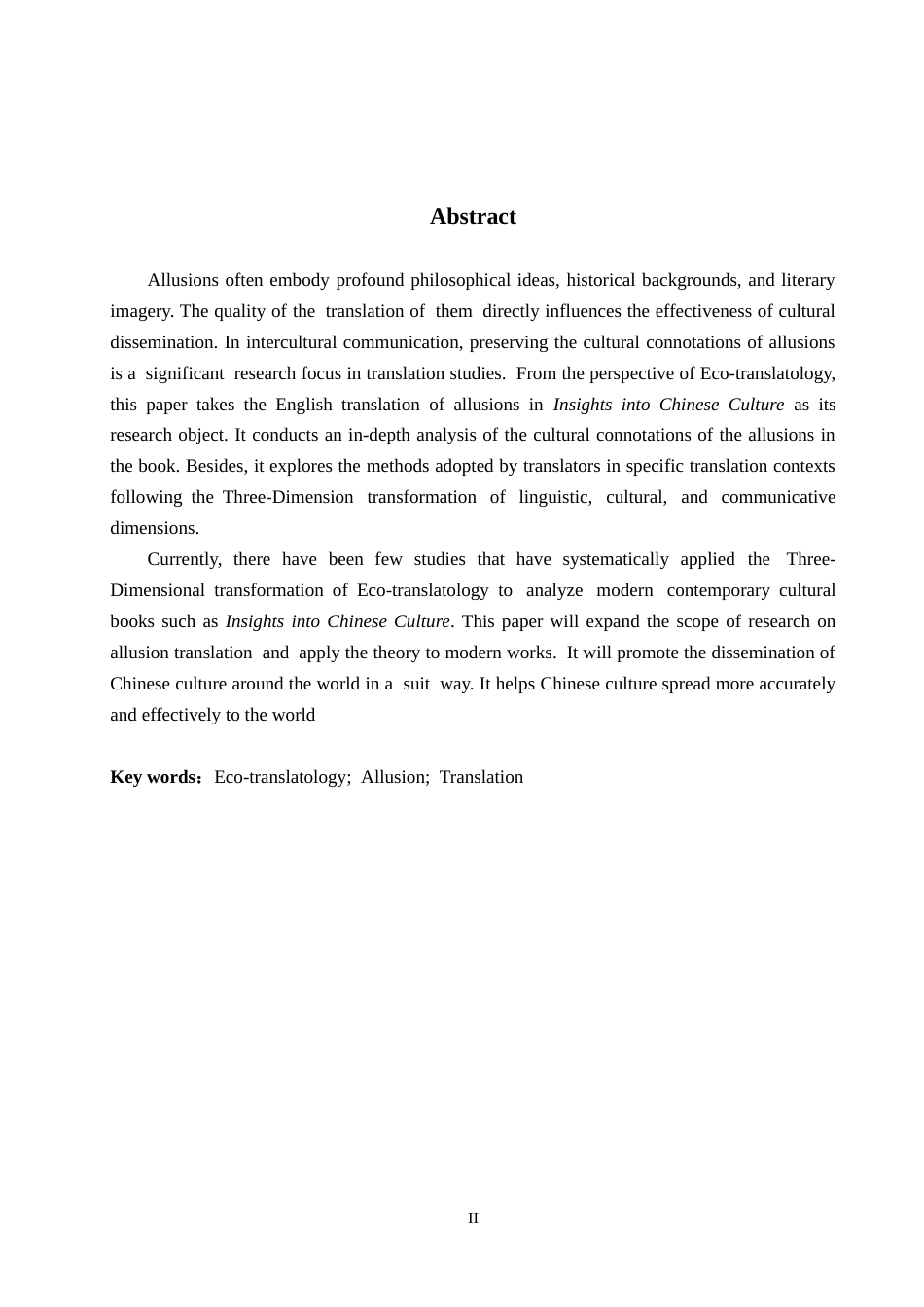 26年WP英语 生态翻译学视角下《中国文化读本》中典故的英译研究A Study on English Translation of Allusions in Insights into Chinese Culture under Eco-translatology5.78-AI26.07(8830字).doc_第2页