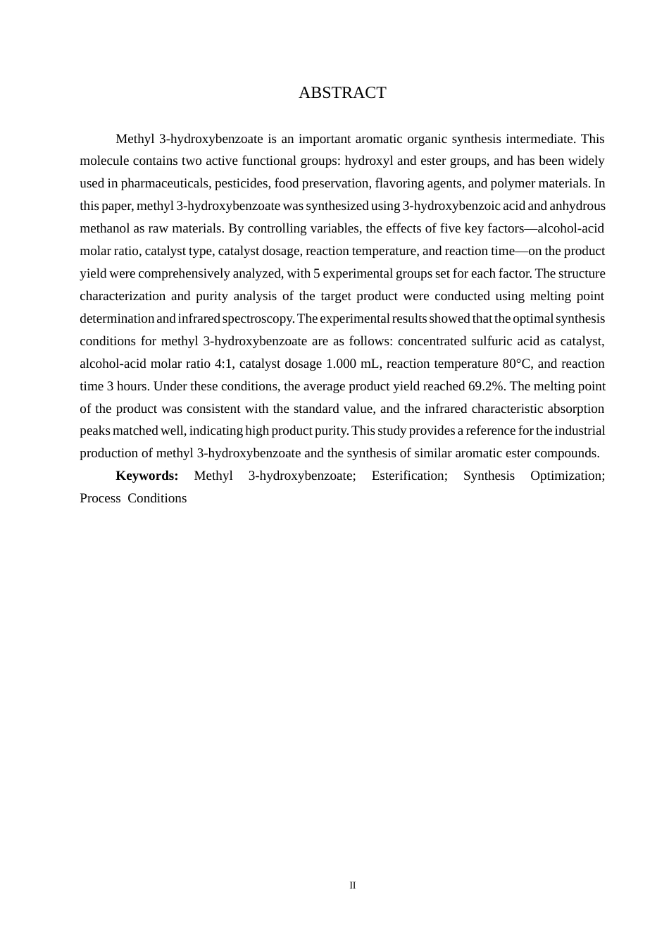26年WP化学(师范)间羟基苯甲酸甲酯合成条件的优化16.85-AI18.84全日制(8036字).docx_第2页