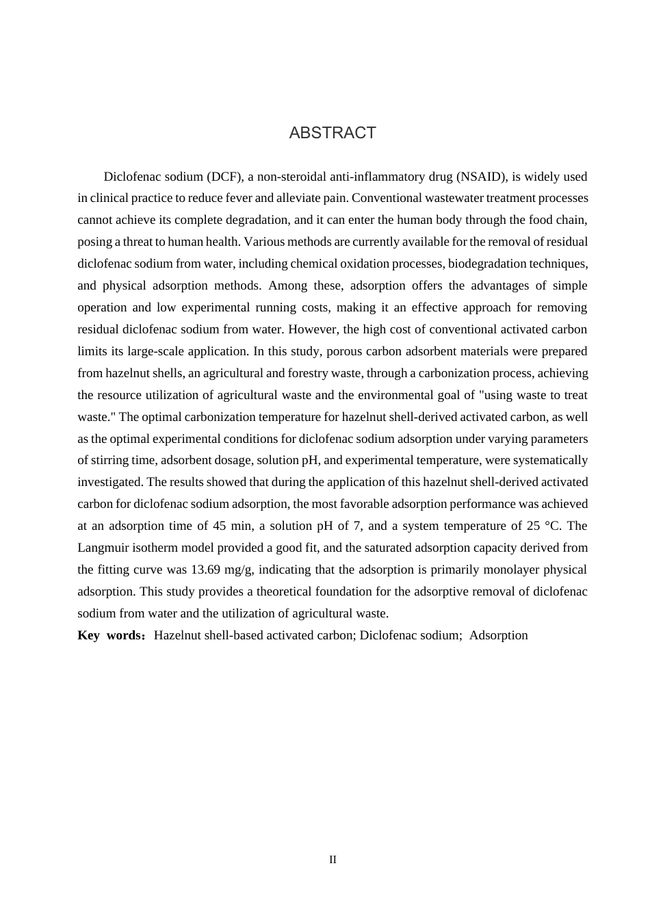 26年WP化学(师范)榛子壳活性炭对水中双氯芬酸钠吸附性能研究16.08-AI11.83全日制(10399字).docx_第2页