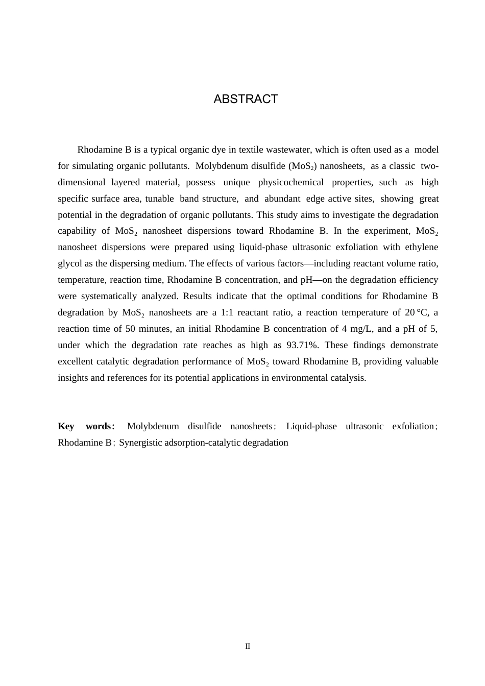26年WP化学 二硫化钼纳米片分散液降解罗丹明B的条件探究20.46-AI9.93全日制(7889字).docx_第2页