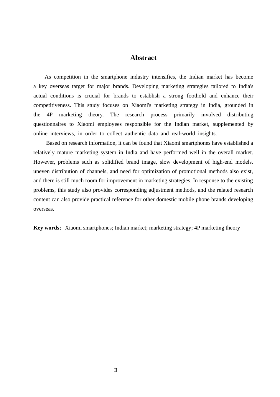 26年WP商务英语 小米智能手机在印度市场的营销策略调查 An Investigation into the Marketing Strategy of Xiaomi Smartphones in the Indian Market2.14-AI15.96全日制(10223字).docx_第2页