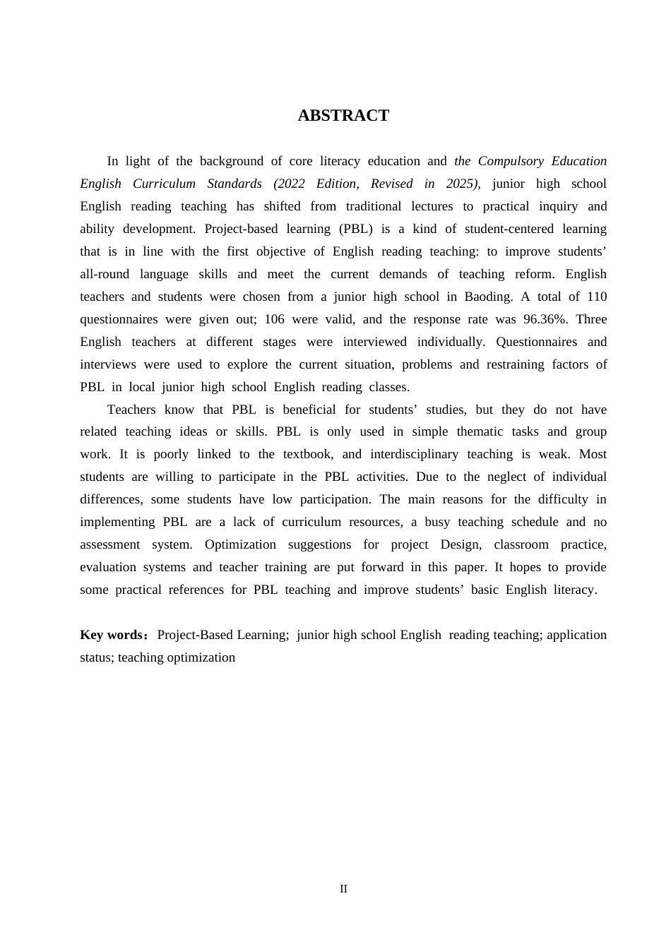26年WP英语 项目式学习在初中英语阅读教学中的应用调查研究——以保定市某中学为例  of Project-Based Learning to English Reading Teaching in Junior High School Taking a Junior  6.68-AI6.93全日制(12338字).docx_第4页