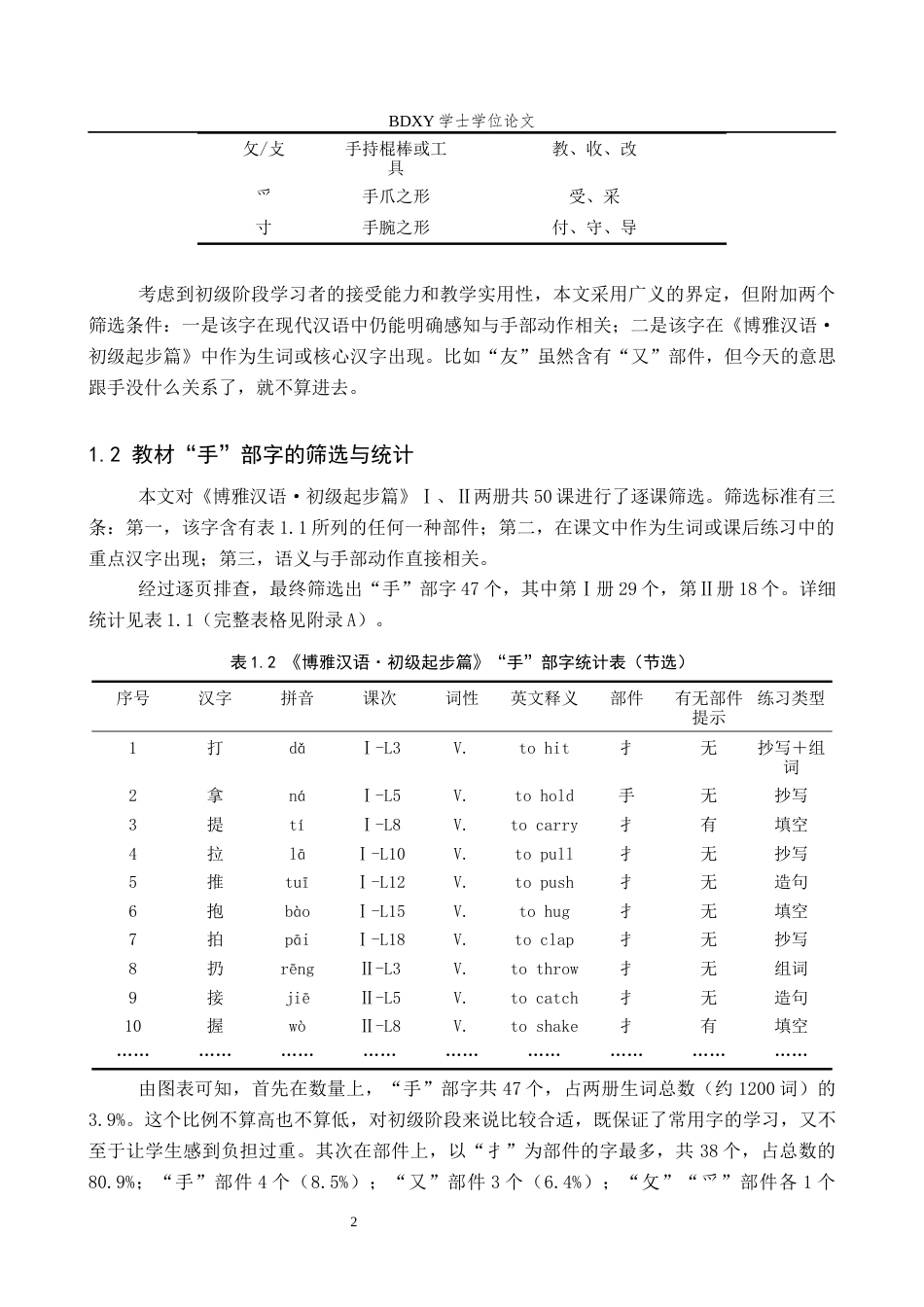 26年WP汉语国际教育 基于国际中文教育的“手”部字教学浅析——以《博雅汉语·初级起步篇》为例0.67-AI9.82全日制(13388字).docx_第6页