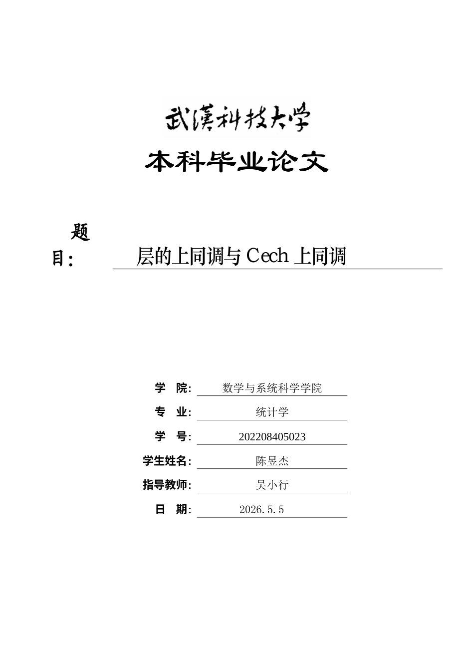 26年WP统计学 层的上同调与Cech上同调1.71-AI23.34_1全日(16281字).docx_第1页